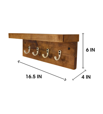 Hill Wooden Wall Shelf Organiser with Key Holders
