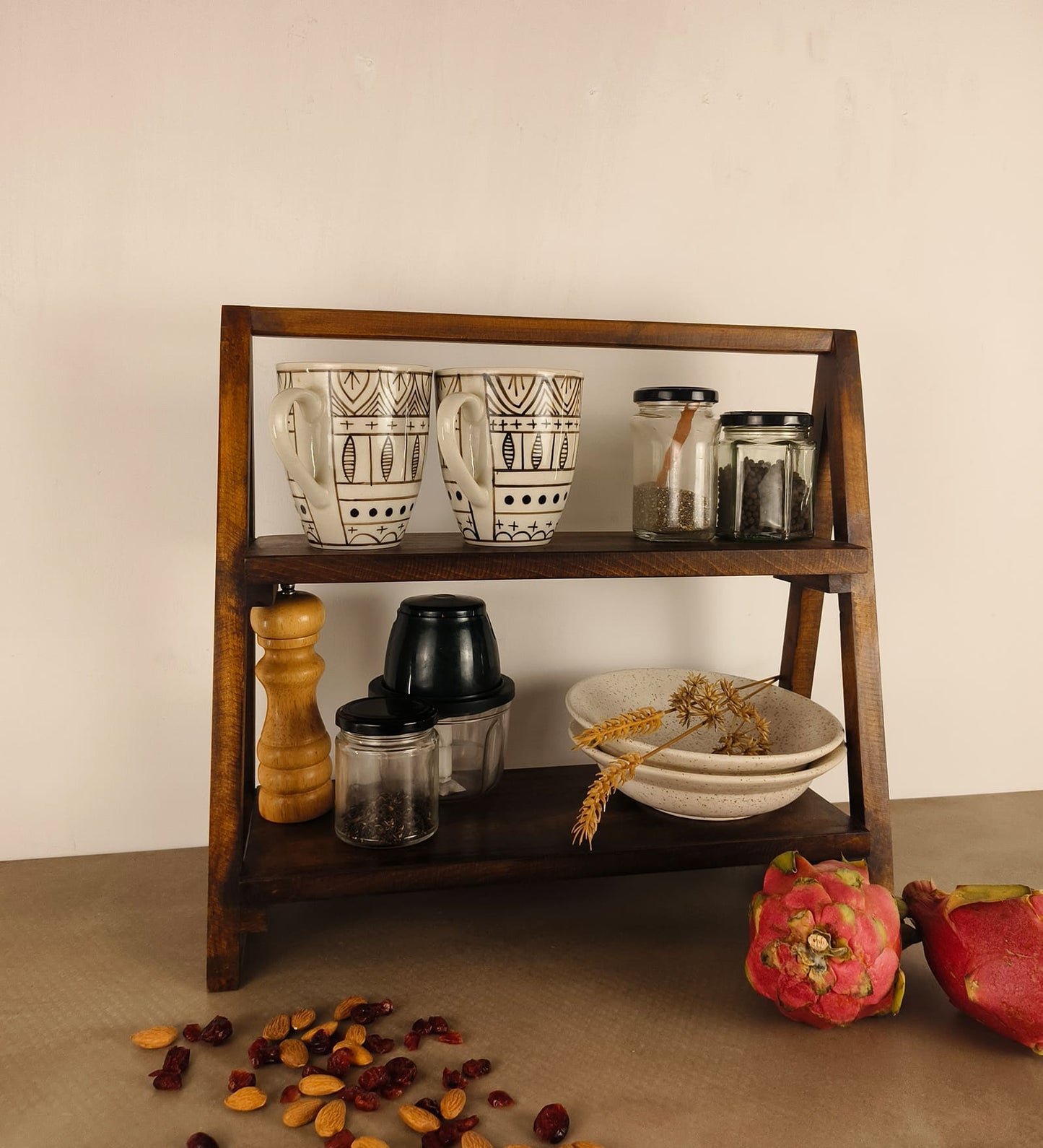 Warm Wooden Shelf Ladder