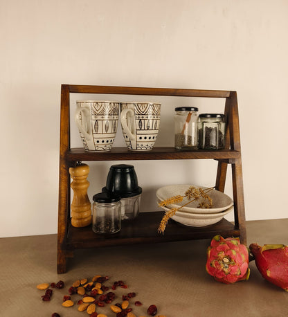 Warm Wooden Shelf Ladder