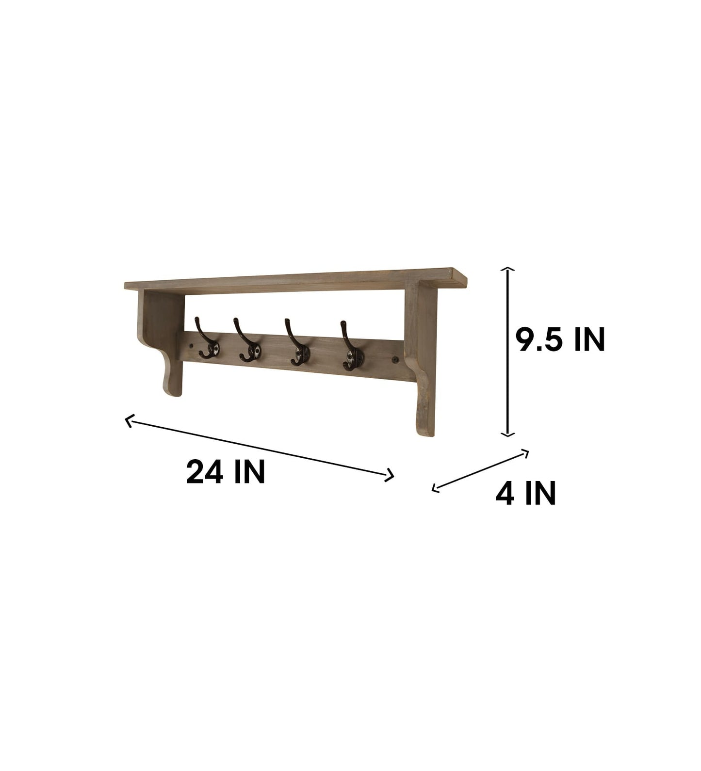 Wind Wooden Wall Shelf Organiser with Key Holders