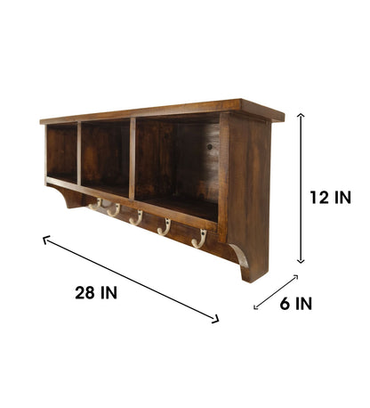Go Wooden Wall Shelf Organiser with Key Holders