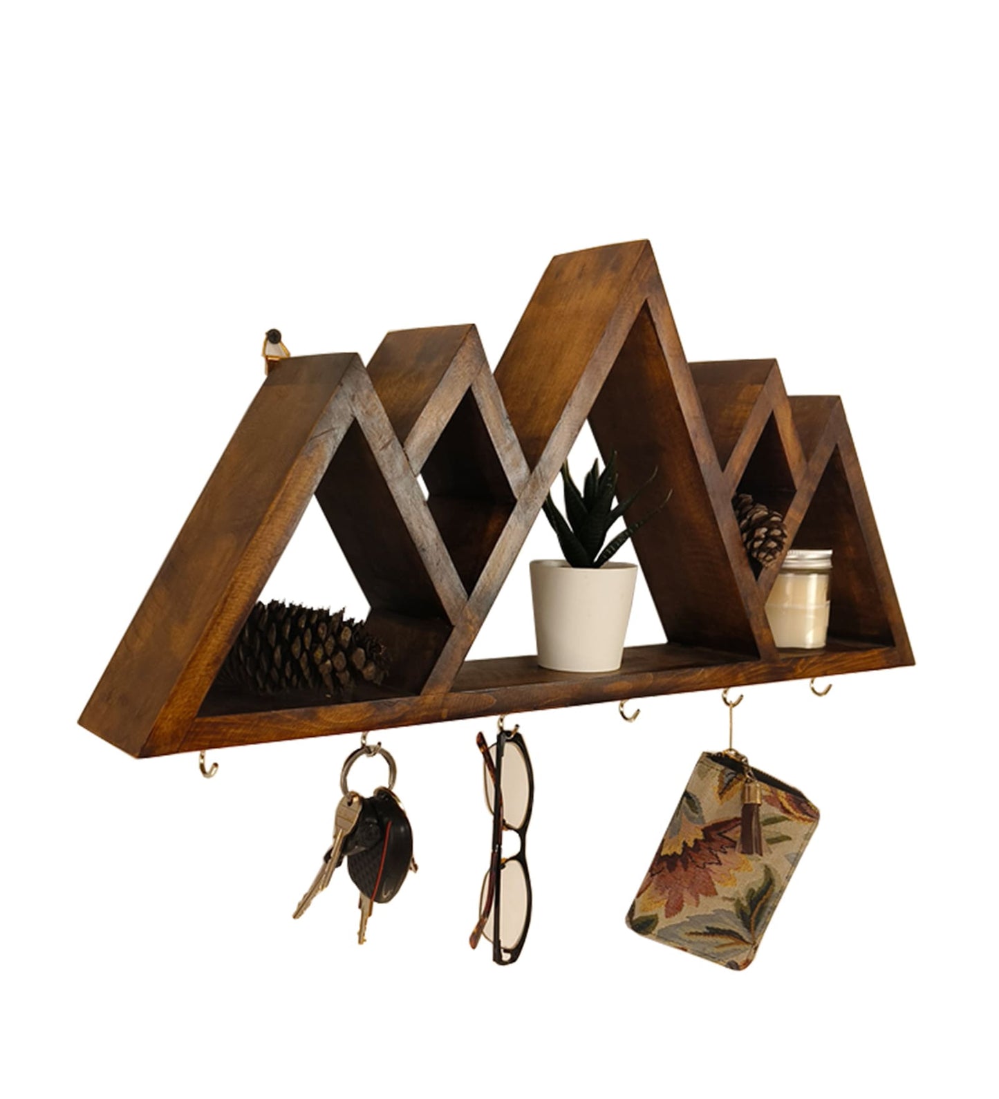 Dream Wooden Wall Shelf Organiser with Key Holders