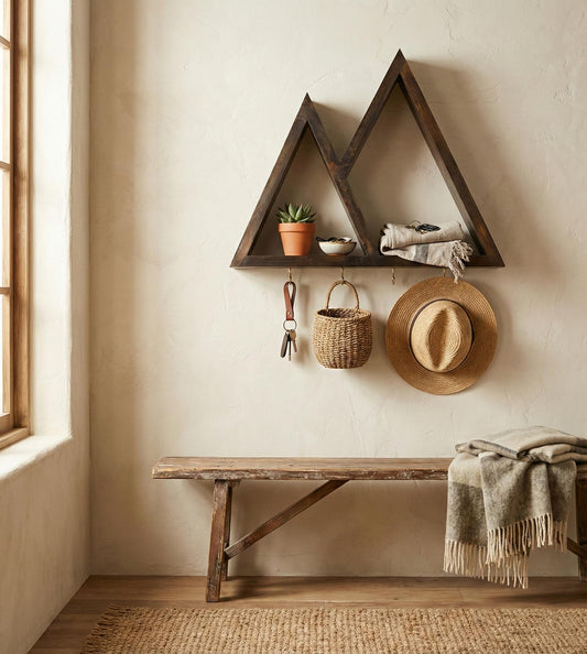 Pearl Wooden Wall Shelf Organiser with Key Holders