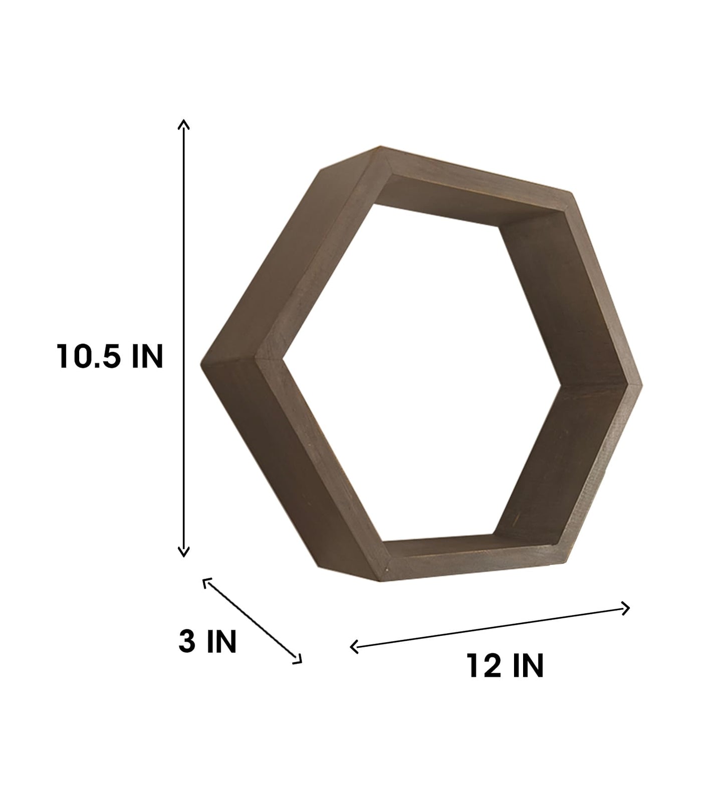Flame Hexagonal Shaped Set of 3 Wooden Wall Shelves