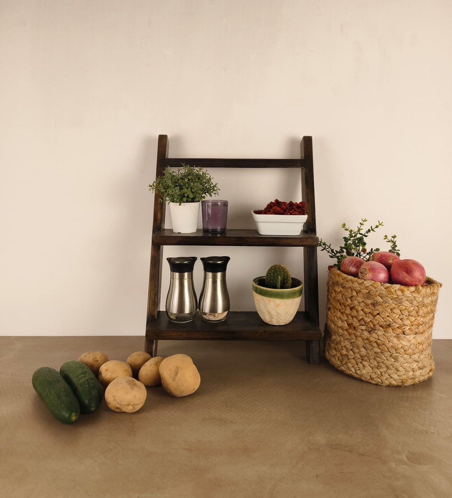 Isle Wooden Shelf 2 Step Ladder