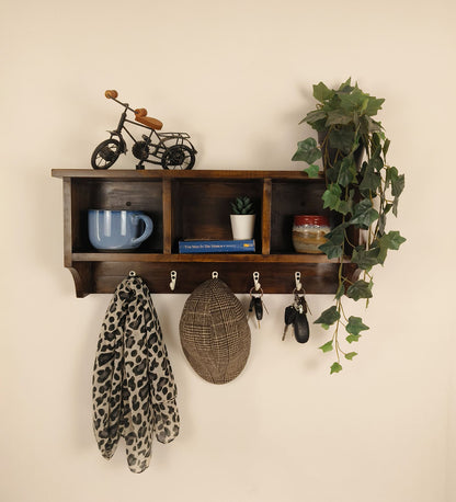 Go Wooden Wall Shelf Organiser with Key Holders