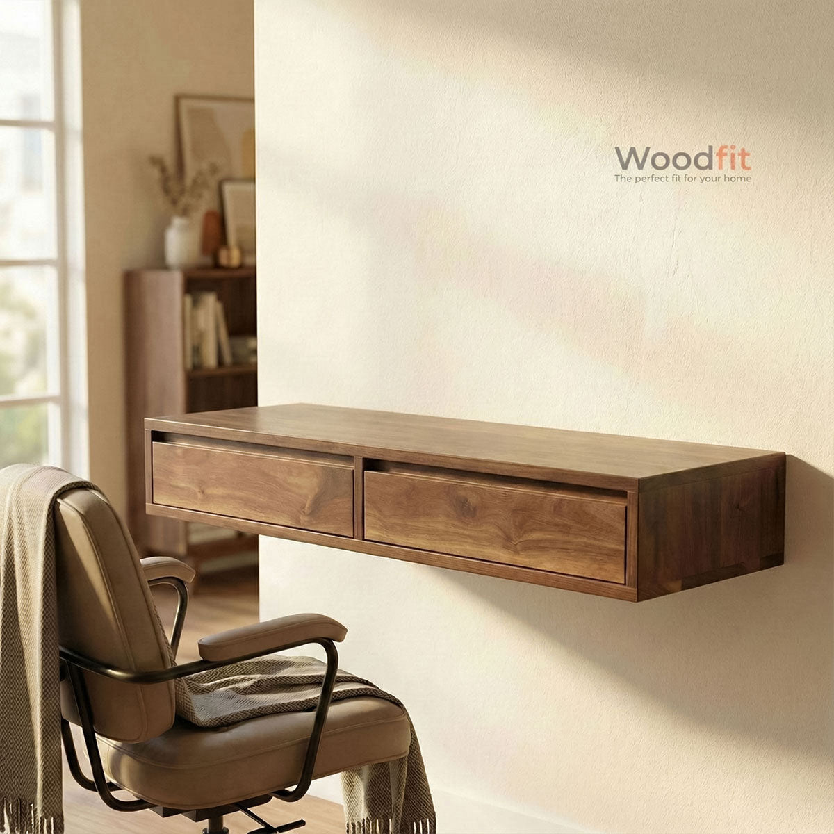 Zero-G Solid Sheesham Wood Floating Study Table