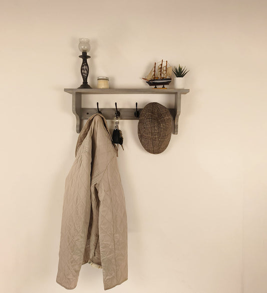 Wind Wooden Wall Shelf Organiser with Key Holders