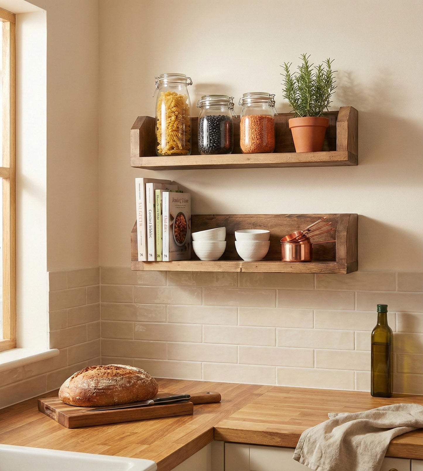 Ask set of 2 Wooden Wall Shelf Organiser