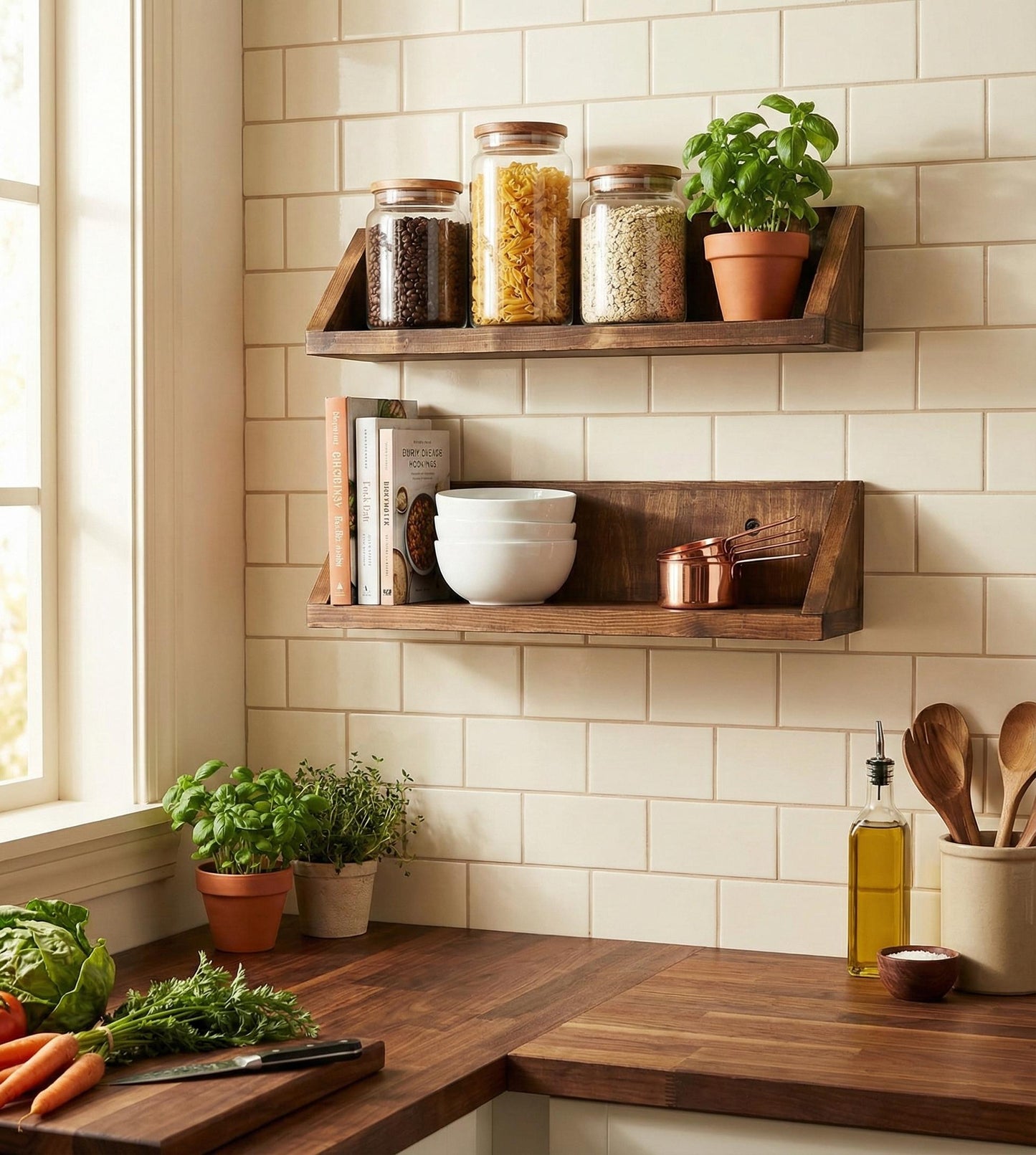 Ease set of 2 Wooden Wall Shelf Organiser