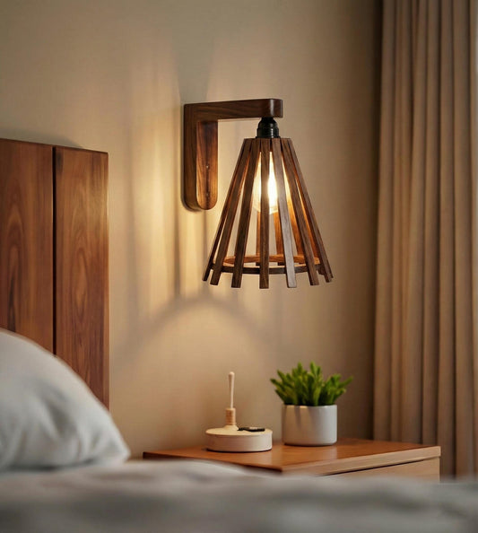 Terrestrial Brown Wooden Wall Light