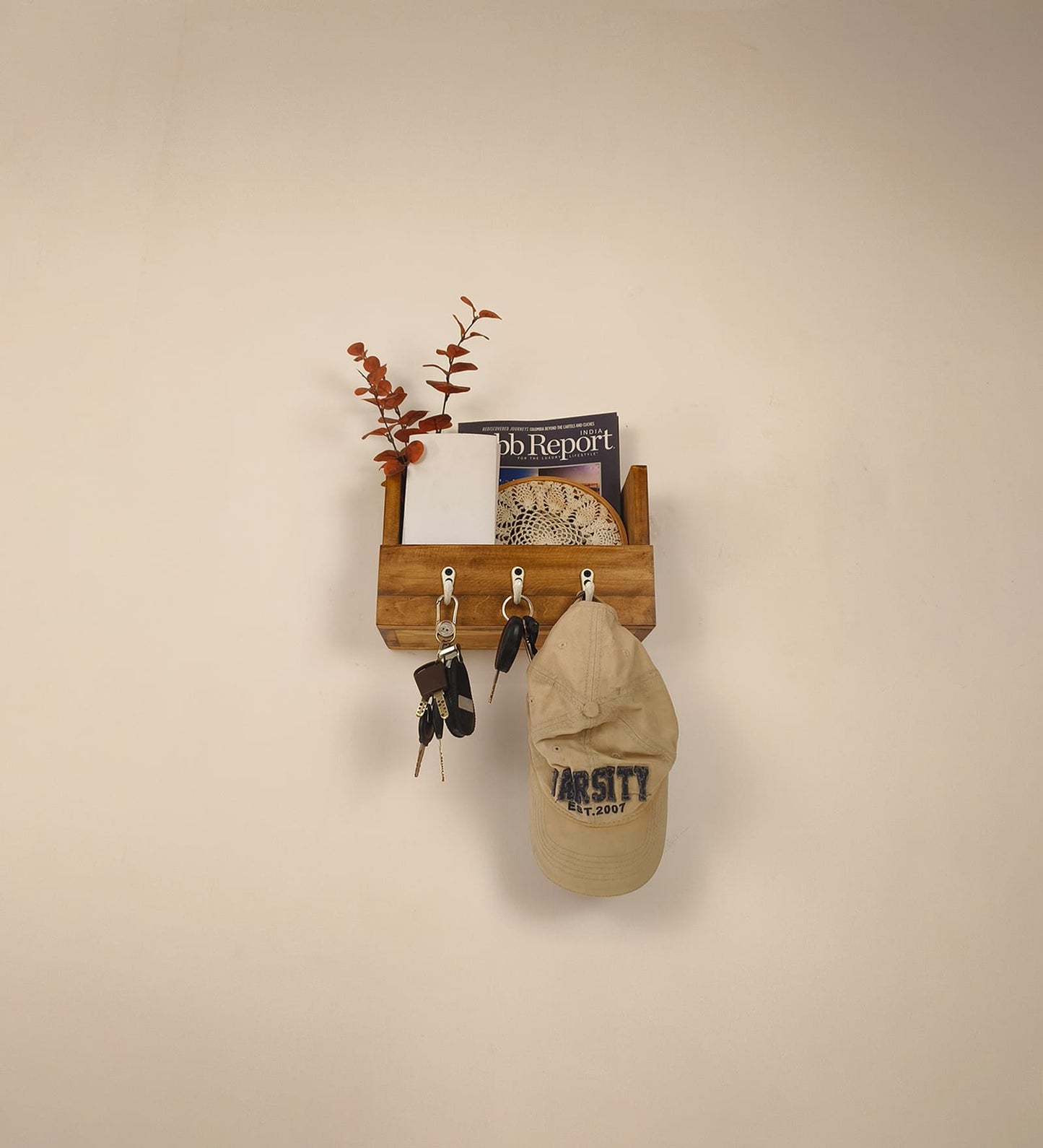 Nest Wooden Wall Organiser with Key Holders