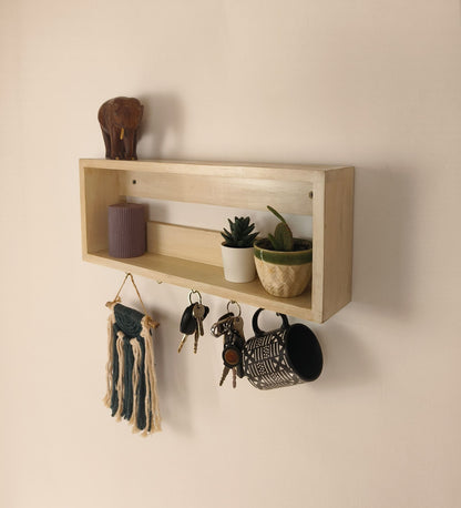 Ivy Wooden Wall Shelf Organiser with Key Holders