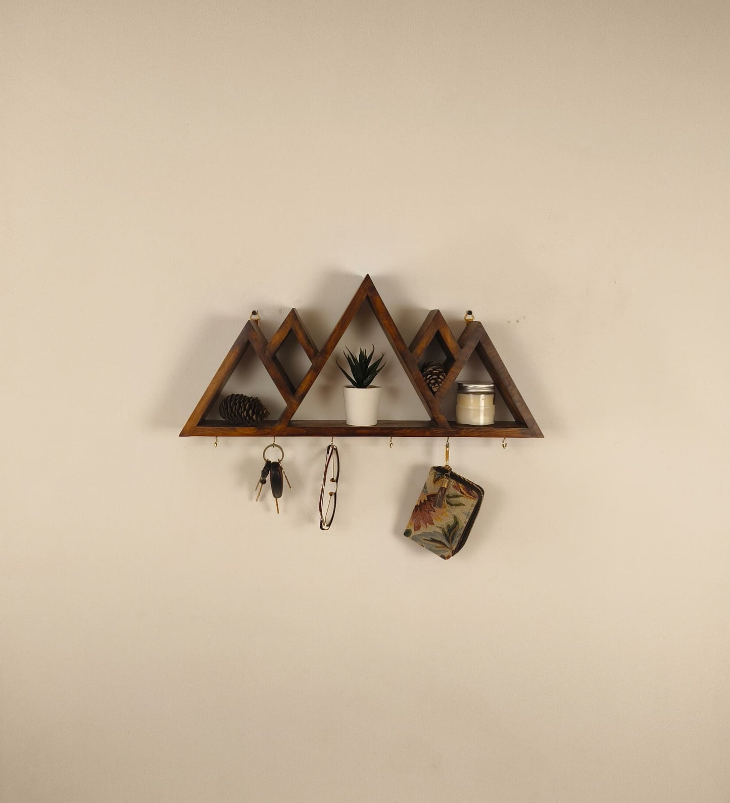Dream Wooden Wall Shelf Organiser with Key Holders