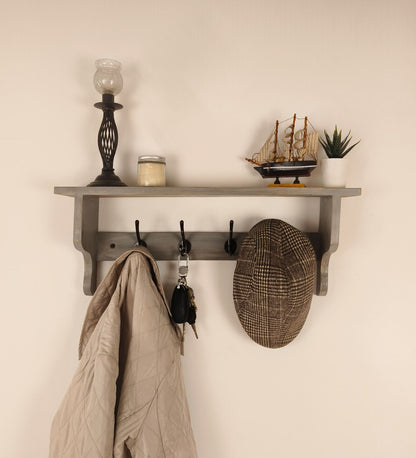 Wind Wooden Wall Shelf Organiser with Key Holders