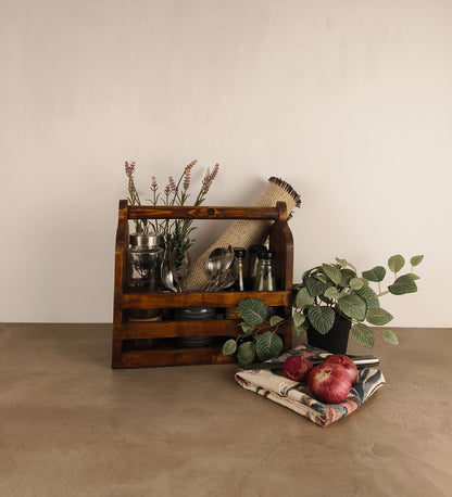 Zen Wooden Bottle & Cutlery Holder