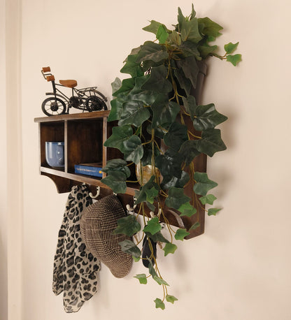 Go Wooden Wall Shelf Organiser with Key Holders