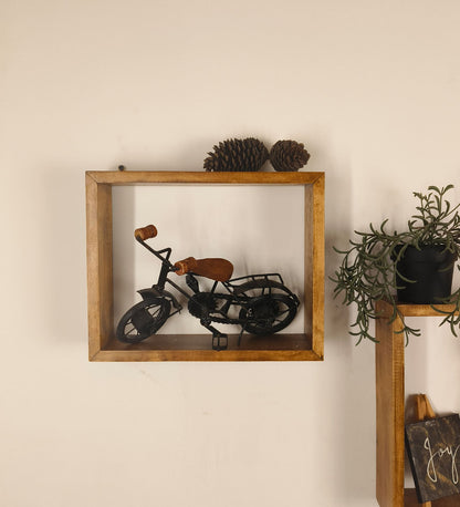Low Rectangular Shaped Set of 3 Wooden Wall Shelves