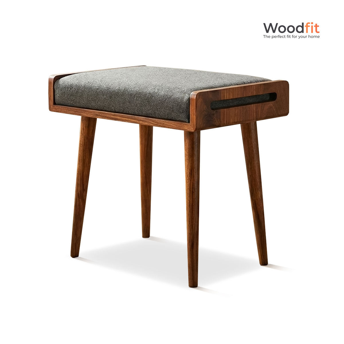 The Haven Seat Solid Sheesham Wood Ottoman/Stool with Cushion