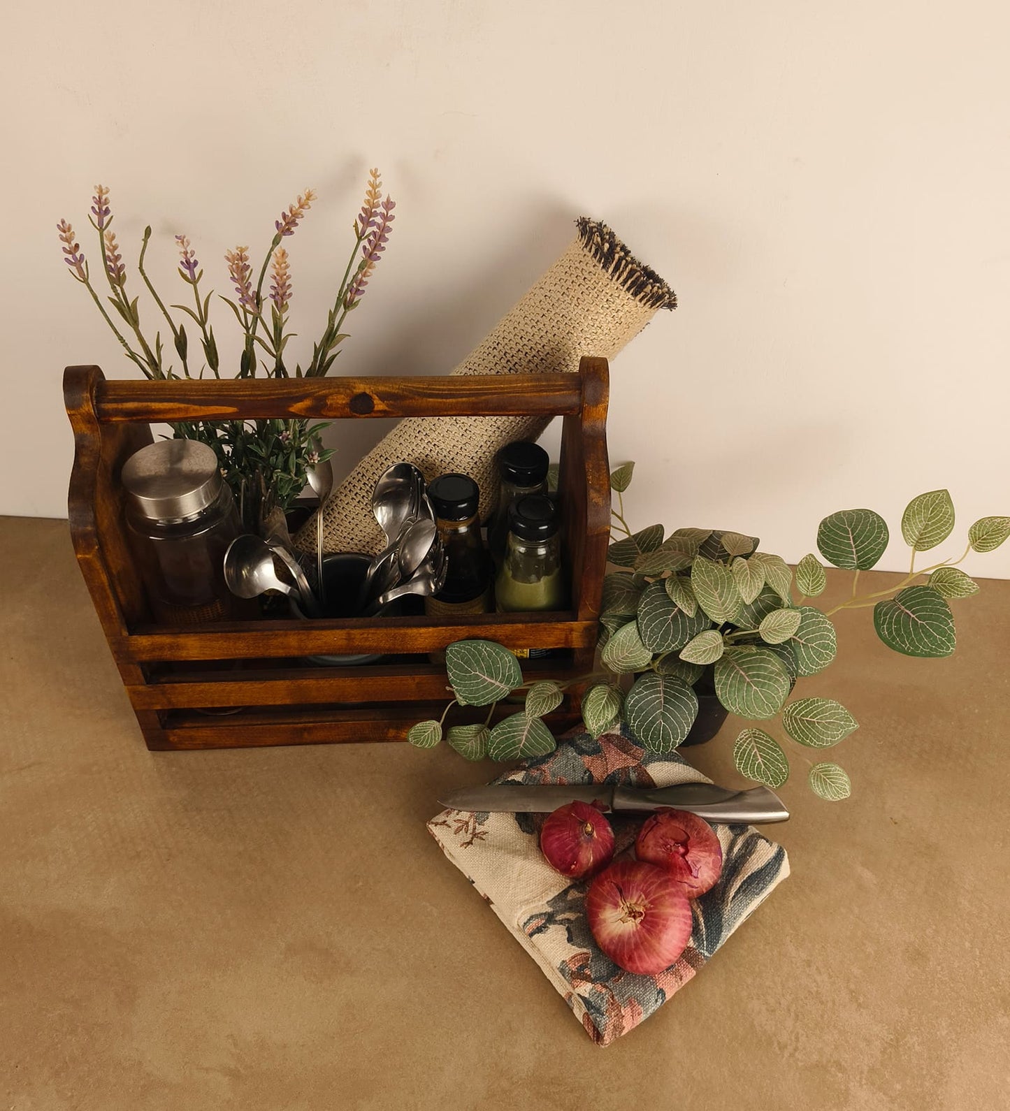 Zen Wooden Bottle & Cutlery Holder