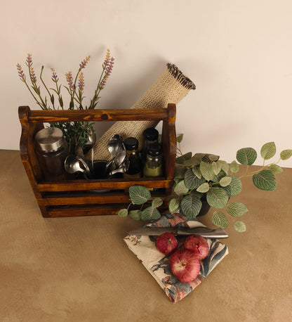 Zen Wooden Bottle & Cutlery Holder