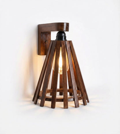 Terrestrial Brown Wooden Wall Light