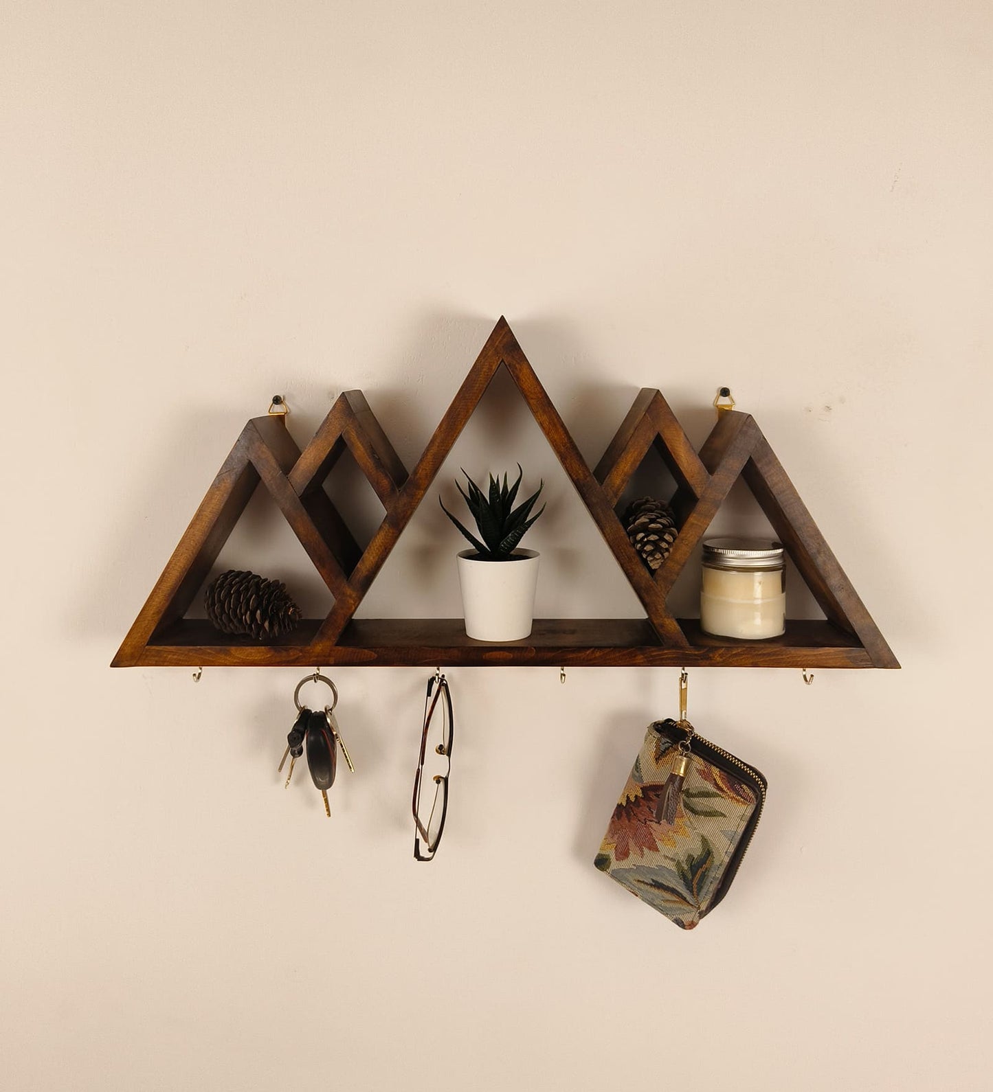 Dream Wooden Wall Shelf Organiser with Key Holders