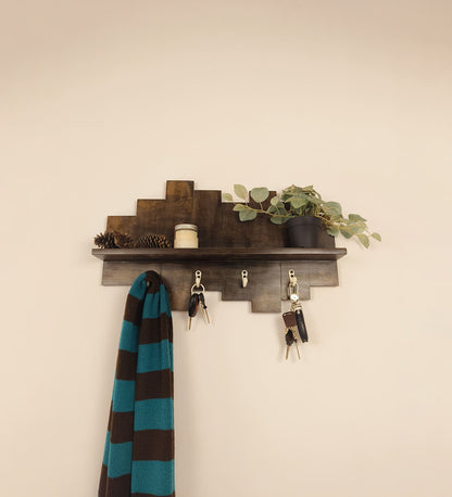 Grove Wooden Wall Shelf Organiser with Key Holders