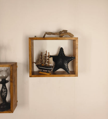 Low Rectangular Shaped Set of 3 Wooden Wall Shelves