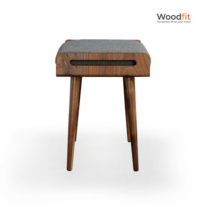 The Haven Seat Solid Sheesham Wood Ottoman/Stool with Cushion