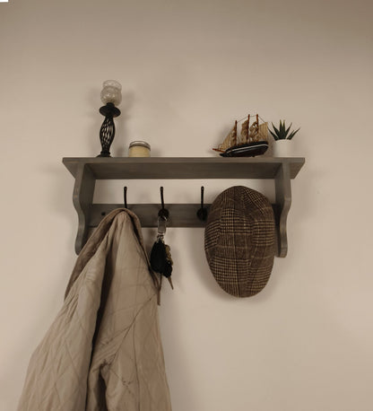 Wind Wooden Wall Shelf Organiser with Key Holders