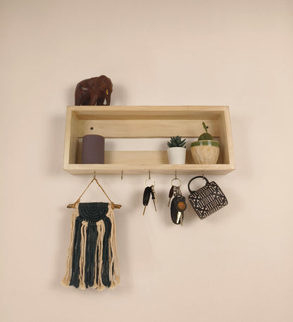 Ivy Wooden Wall Shelf Organiser with Key Holders
