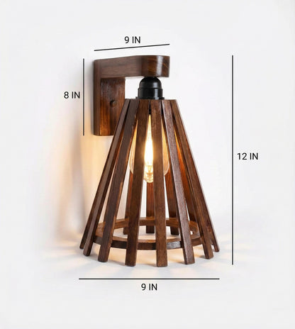 Terrestrial Brown Wooden Wall Light