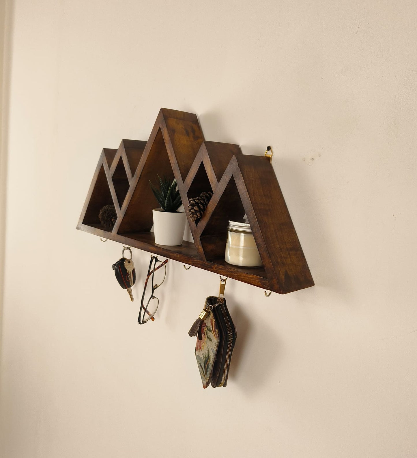 Dream Wooden Wall Shelf Organiser with Key Holders