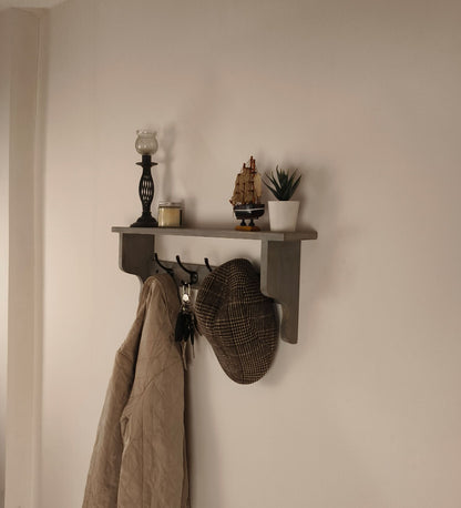 Wind Wooden Wall Shelf Organiser with Key Holders