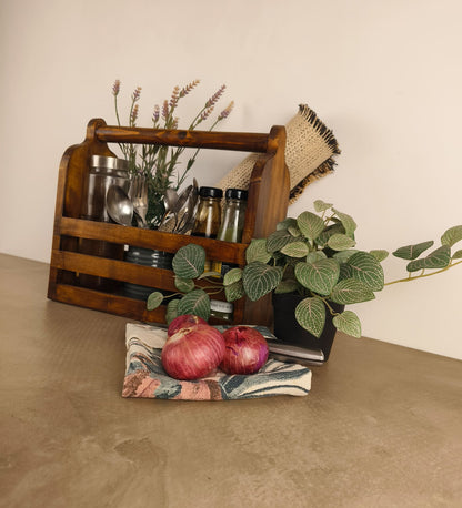 Zen Wooden Bottle & Cutlery Holder