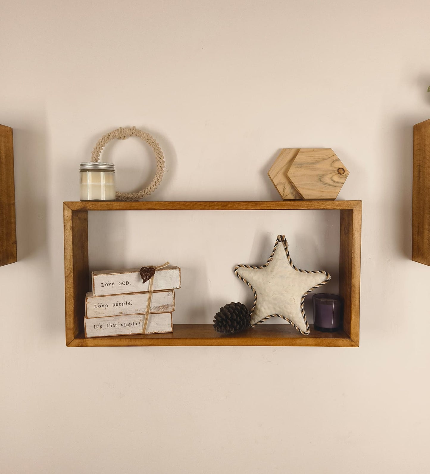 Fall Rectangular Shaped Set of 3 Wooden Wall Shelves