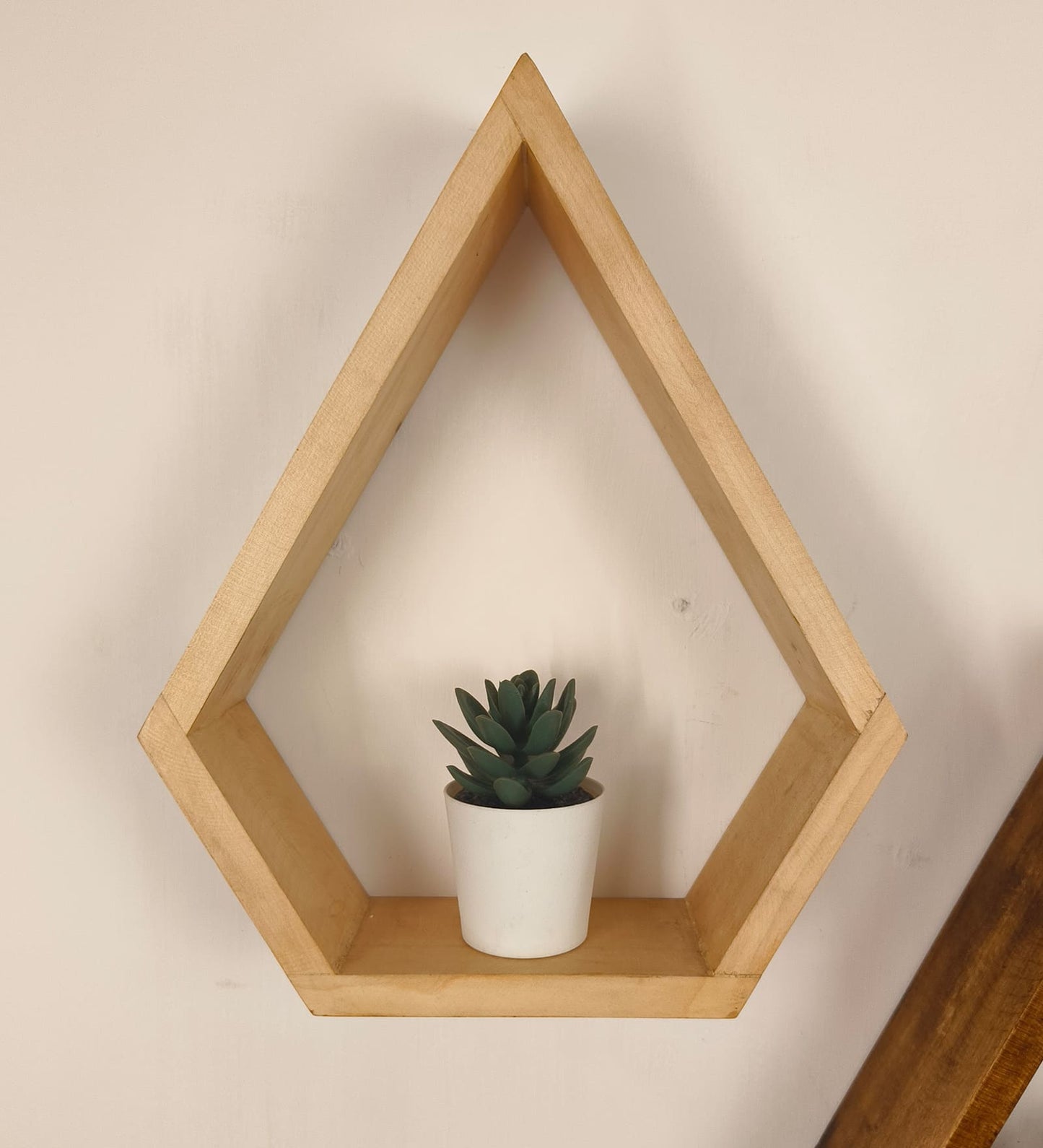 Serenity Diamond Shaped Set of 3 Wooden Wall Shelves