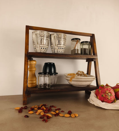 Warm Wooden Shelf Ladder