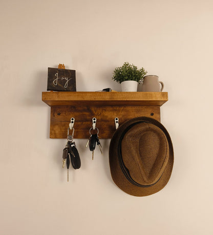 Hill Wooden Wall Shelf Organiser with Key Holders
