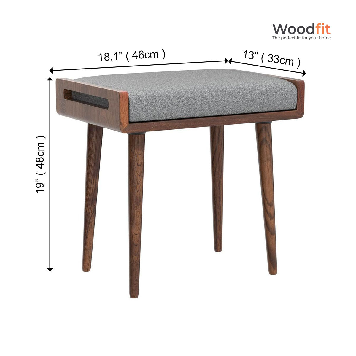 The Haven Seat Solid Sheesham Wood Ottoman/Stool with Cushion