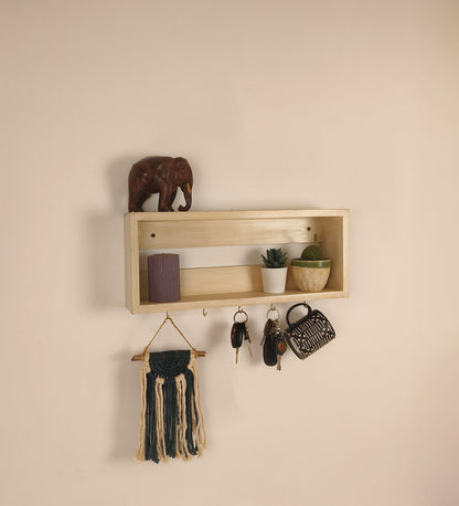 Ivy Wooden Wall Shelf Organiser with Key Holders