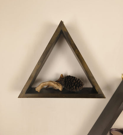 Slate Triangular Set of 3 Wooden Wall Shelves