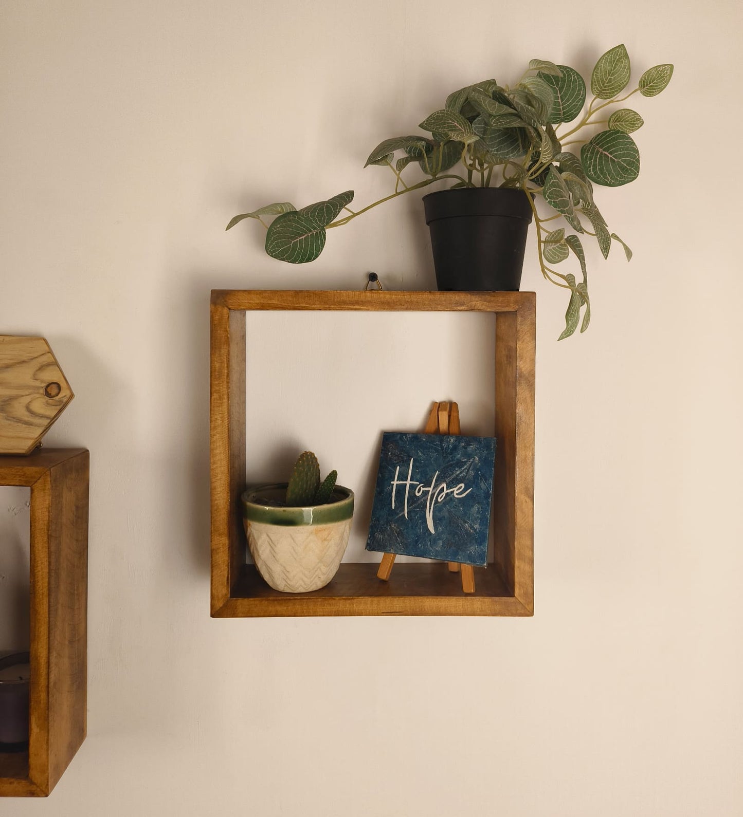 Fall Rectangular Shaped Set of 3 Wooden Wall Shelves