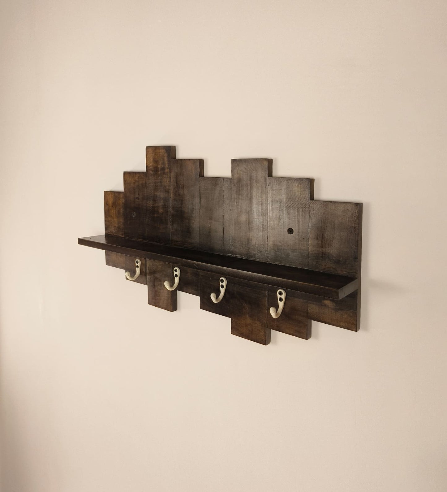 Grove Wooden Wall Shelf Organiser with Key Holders
