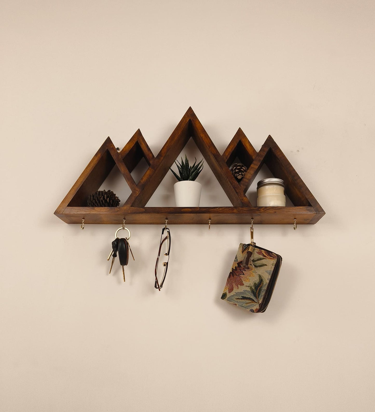 Dream Wooden Wall Shelf Organiser with Key Holders