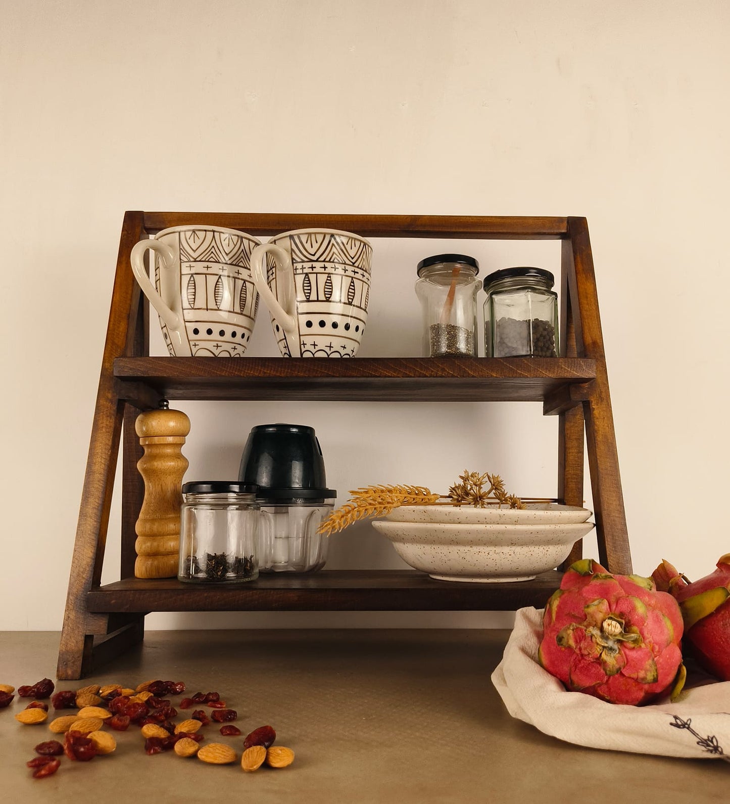 Warm Wooden Shelf Ladder