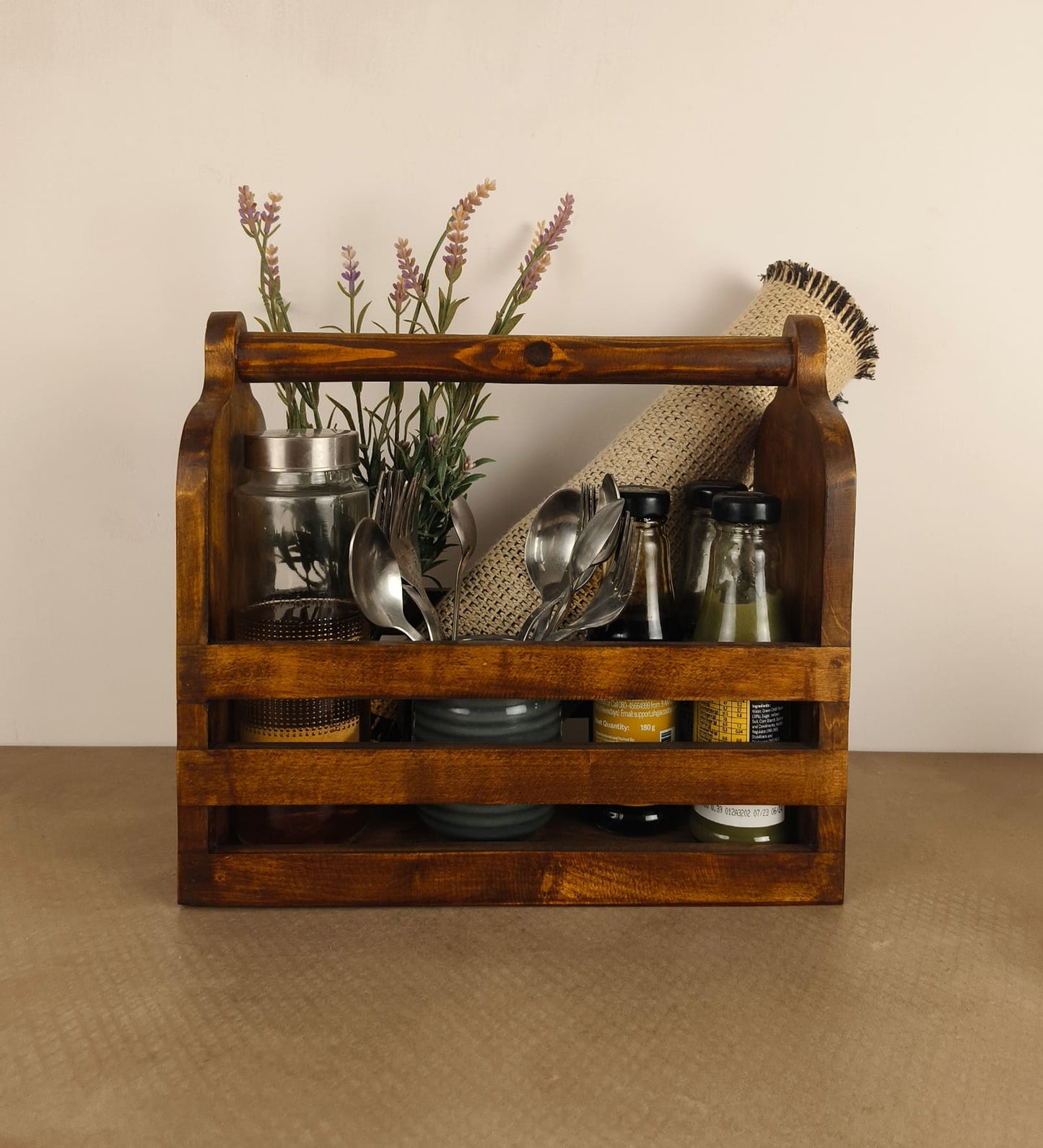 Zen Wooden Bottle & Cutlery Holder