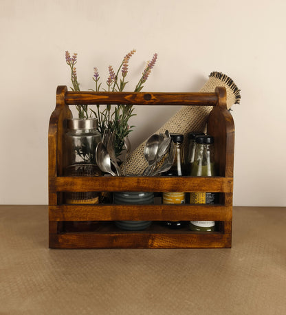 Zen Wooden Bottle & Cutlery Holder