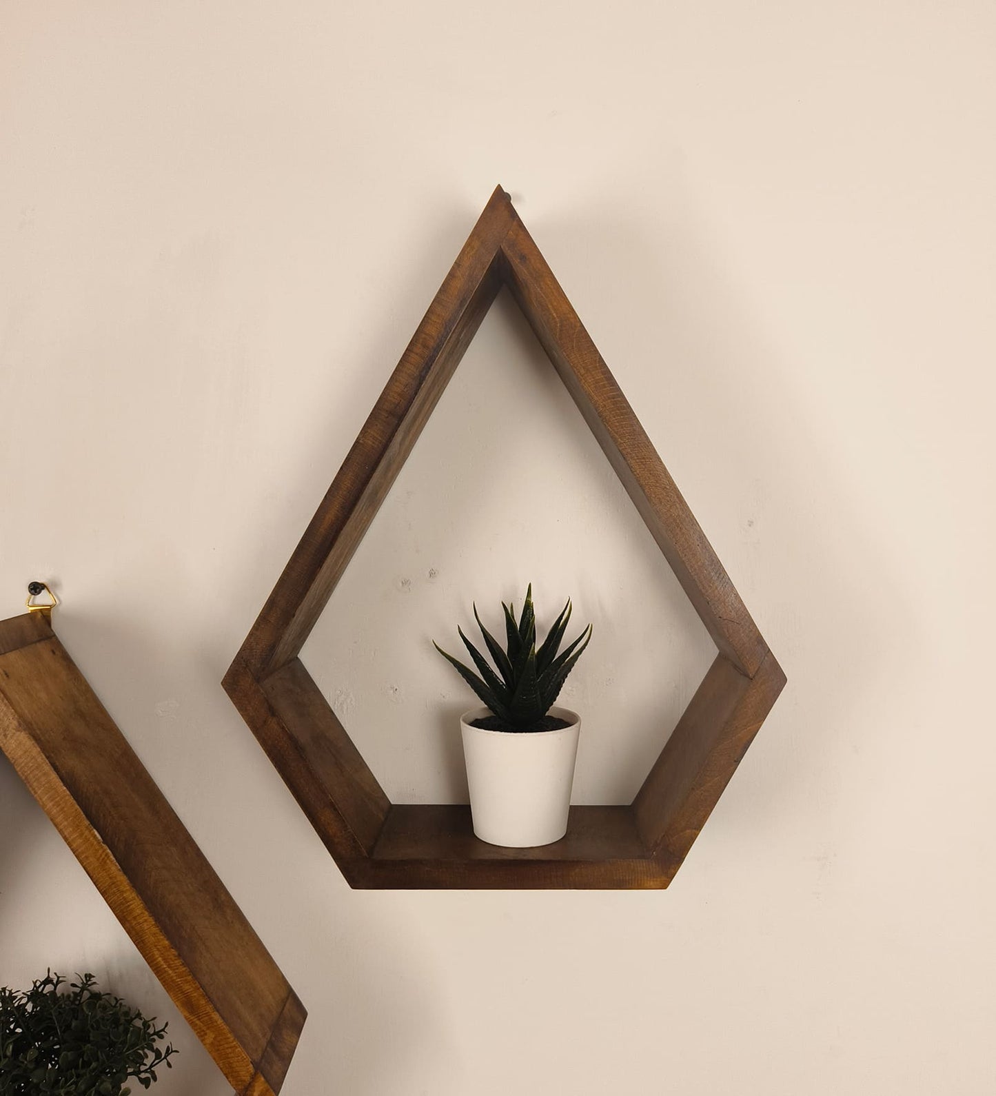 Serenity Diamond Shaped Set of 3 Wooden Wall Shelves
